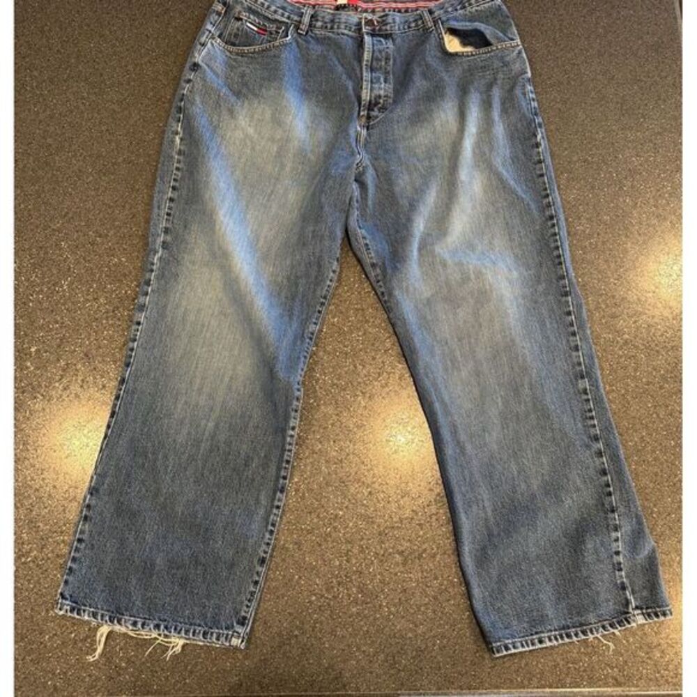 Vintage Men's Tommy Hilfiger Jeans Wide Leg Skater Grunge Distressed 42/32 Y2K